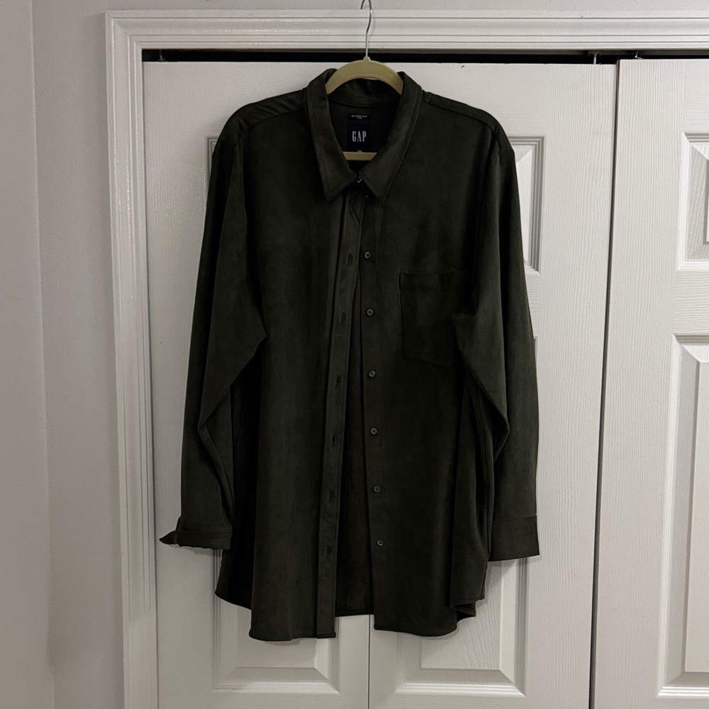 GAP Dark Green Faux Suede Shirt  Jacket